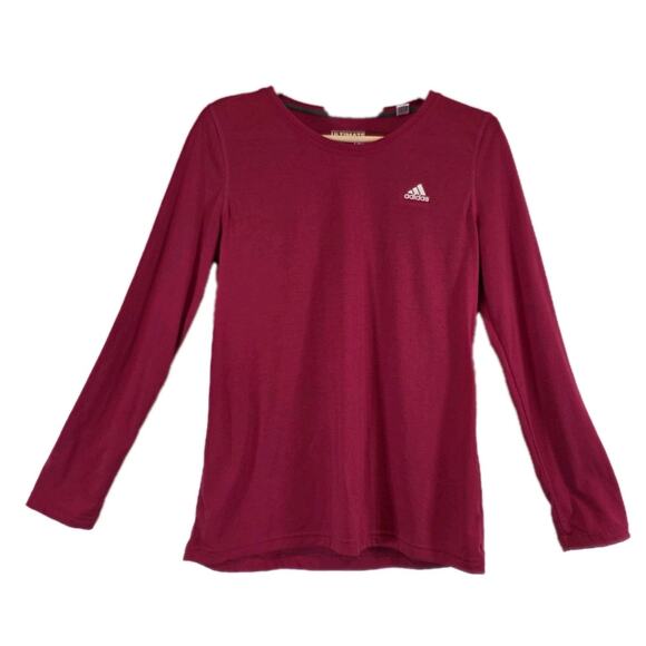 adidas Tops - Adidas Women's Maroon Climalite Long Sleeve Ultimate Tee Activewear Top L LARGE